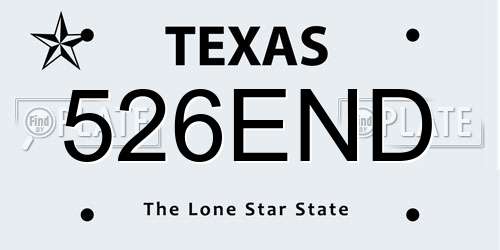 526END Texas License Plate