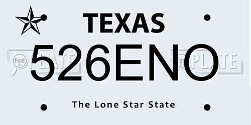 526ENO Texas License Plate