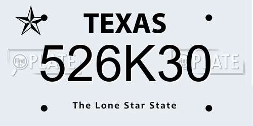 526K30 Texas License Plate