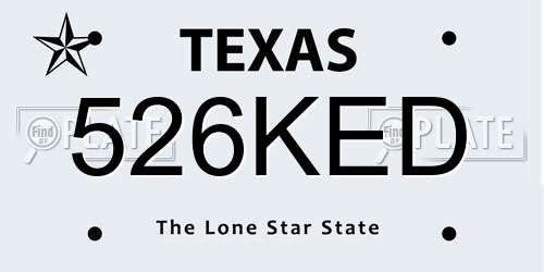 526KED Texas License Plate