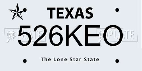 526KEO Texas License Plate
