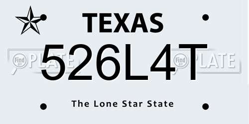 526L4T Texas License Plate