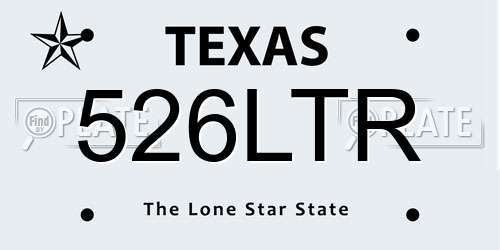 526LTR Texas License Plate