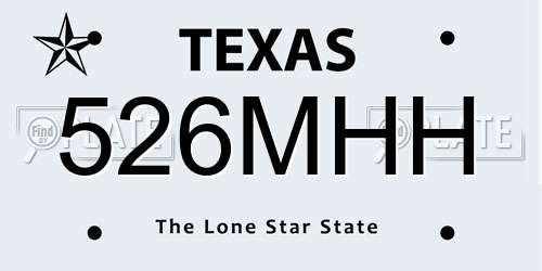 526MHH Texas License Plate