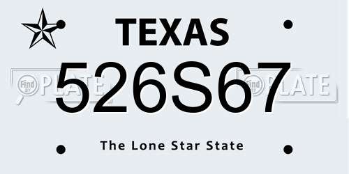 526S67 Texas License Plate