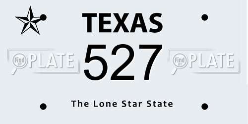 527 Texas License Plate