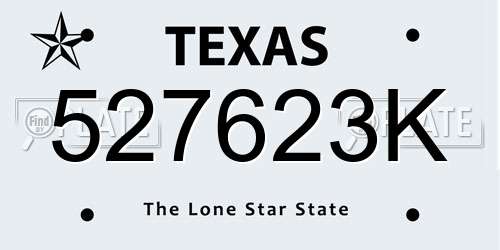 527623K Texas License Plate