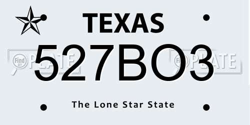 527BO3 Texas License Plate