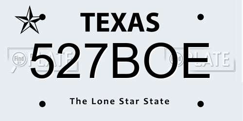 527BOE Texas License Plate