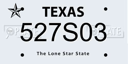 527S03 Texas License Plate