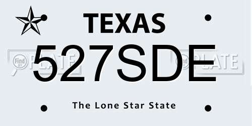 527SDE Texas License Plate