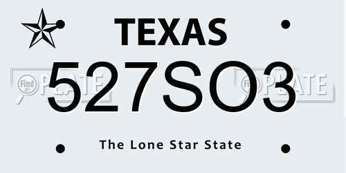 527SO3 Texas License Plate