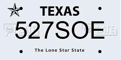 527SOE Texas License Plate