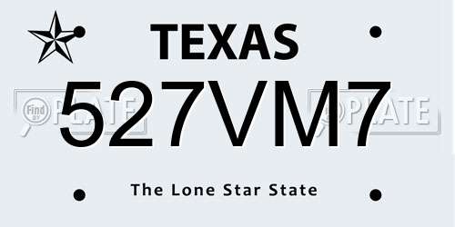 527VM7 Texas License Plate