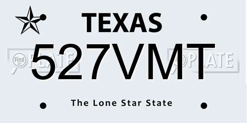 527VMT Texas License Plate
