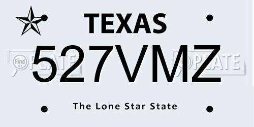527VMZ Texas License Plate