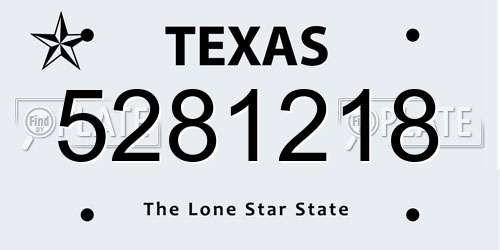 5281218 Texas License Plate