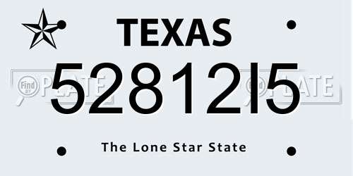 52812I5 Texas License Plate