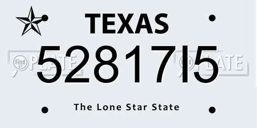 52817I5 Texas License Plate