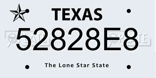 52828E8 Texas License Plate