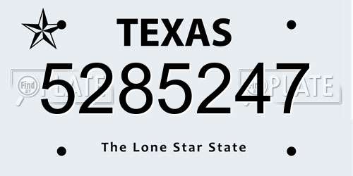 5285247 Texas License Plate