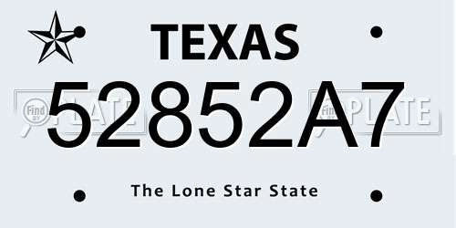 52852A7 Texas License Plate