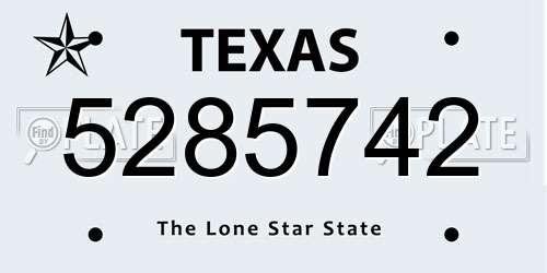 5285742 Texas License Plate