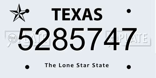 5285747 Texas License Plate