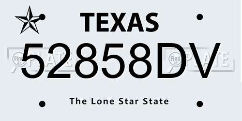 52858DV Texas License Plate