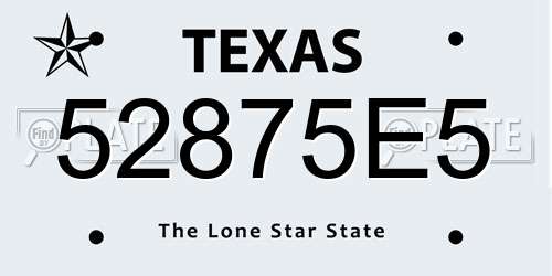 52875E5 Texas License Plate