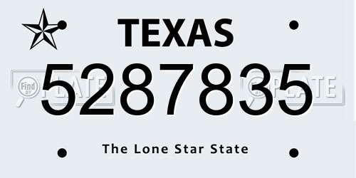 5287835 Texas License Plate