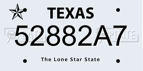 52882A7 Texas License Plate