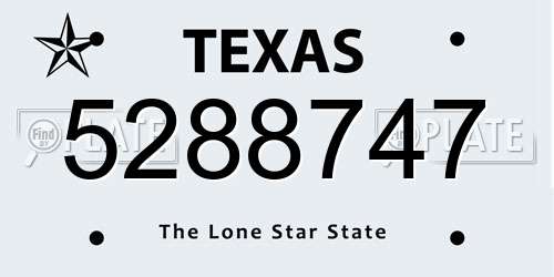 5288747 Texas License Plate