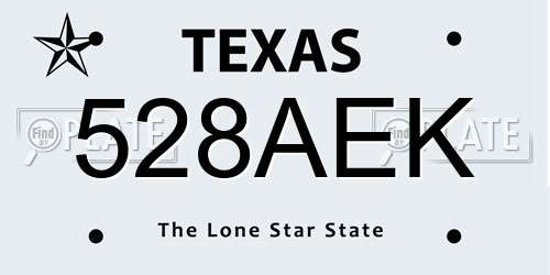 528AEK Texas License Plate