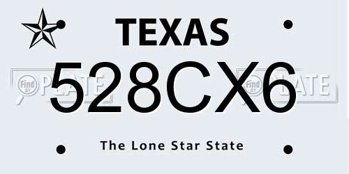 528CX6 Texas License Plate