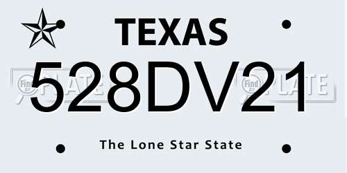 528DV21 Texas License Plate