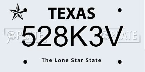 528K3V Texas License Plate