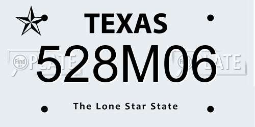 528M06 Texas License Plate