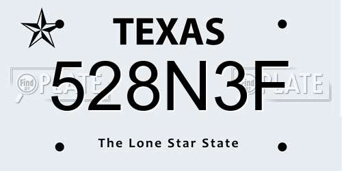 528N3F Texas License Plate