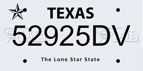 52925DV Texas License Plate