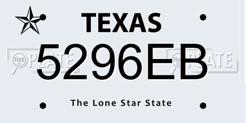 5296EB Texas License Plate