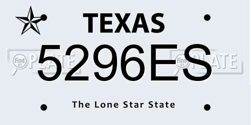 5296ES Texas License Plate