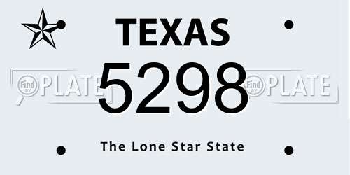 5298 Texas License Plate