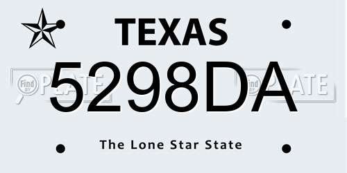 5298DA Texas License Plate
