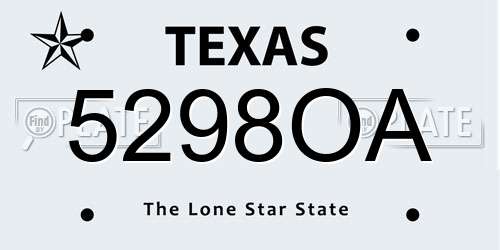 5298OA Texas License Plate