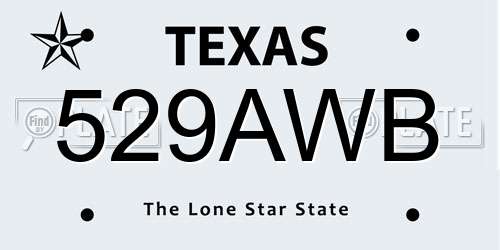 529AWB Texas License Plate
