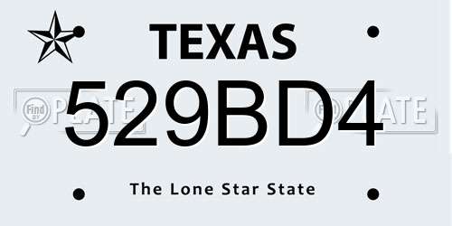 529BD4 Texas License Plate
