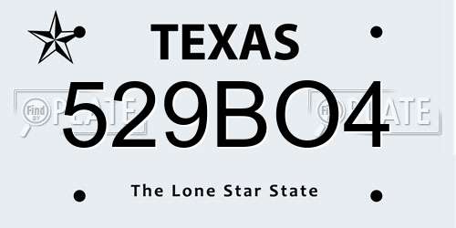 529BO4 Texas License Plate