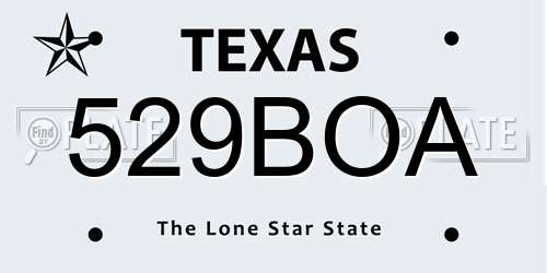 529BOA Texas License Plate