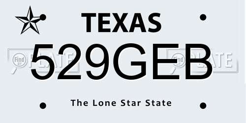 529GEB Texas License Plate